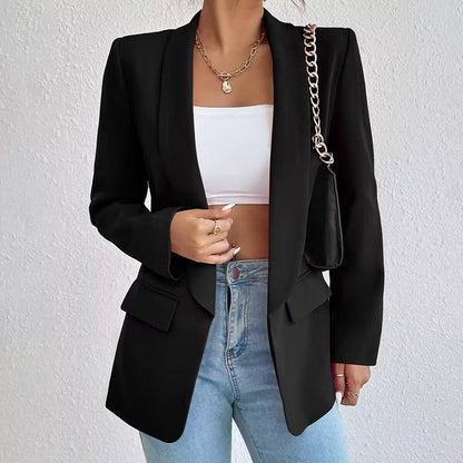 Women’s Blazer – Relaxed Fit – Open Front – Lightweight Cotton – Hip Length
