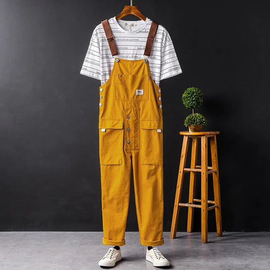 Men’s Dungarees – Relaxed Fit – Cotton Fabric – Adjustable Straps – Full Length