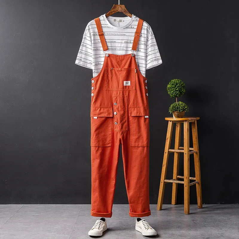 Men’s Dungarees – Relaxed Fit – Cotton Fabric – Adjustable Straps – Full Length