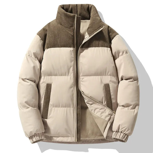 Henry Oversized Puffer Jacket | Quilted Corduroy Trim Jacket