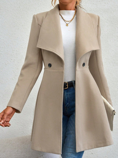 Women’s Wool Coat – Slim Fit – Long Length – Double Breasted – Notched Lapel