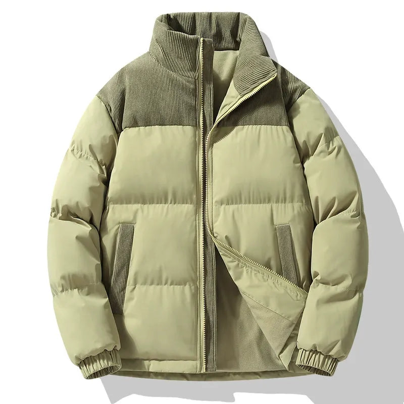 Henry Oversized Puffer Jacket | Quilted Corduroy Trim Jacket