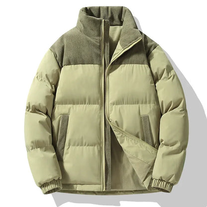 Henry Oversized Puffer Jacket | Quilted Corduroy Trim Jacket