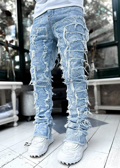 Men’s Slim Fit Jeans – Distressed Denim – Tapered Leg – Urban Street Style