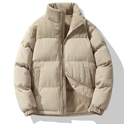 Henry Oversized Puffer Jacket | Quilted Corduroy Trim Jacket