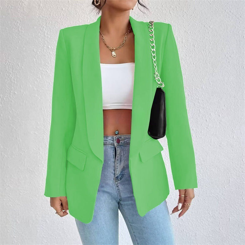 Women’s Blazer – Relaxed Fit – Open Front – Lightweight Cotton – Hip Length