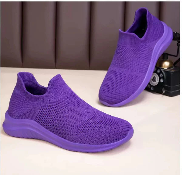 Women’s Sneakers – Knit Mesh – Slip-On Low-Top – Ankle Fit