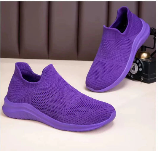 Women’s Sneakers – Knit Mesh – Slip-On Low-Top – Ankle Fit