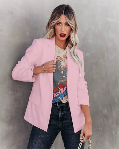 Women’s Blazer – Tailored Fit – Notched Lapel – Open Front – Long Sleeve – Hip Length
