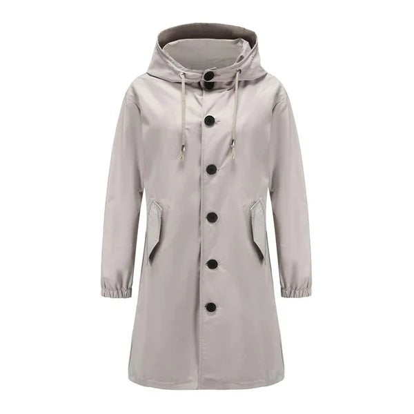 Women’s Rain Jacket – Water-Resistant – Relaxed Fit – Hooded Mid-Length Casual Outerwear