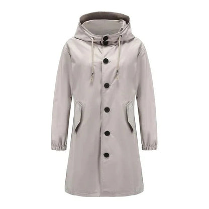 Women’s Rain Jacket – Water-Resistant – Relaxed Fit – Hooded Mid-Length Casual Outerwear