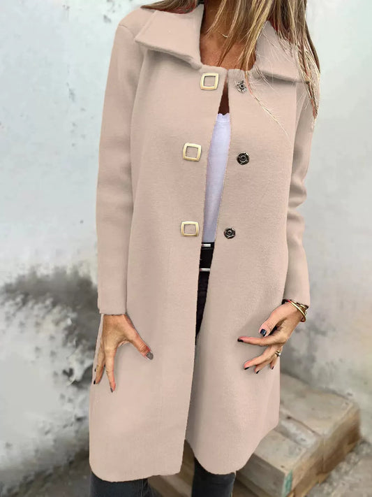 Women’s Wool Coat – Tailored Fit – Mid-Length – Single-Breasted – Formal Style