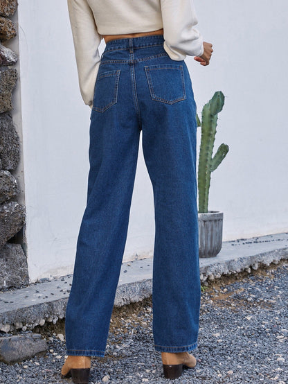 Women’s Jeans – High Waist – Relaxed Fit – Straight Leg – Full Length