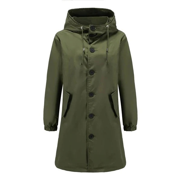 Women’s Rain Jacket – Water-Resistant – Relaxed Fit – Hooded Mid-Length Casual Outerwear