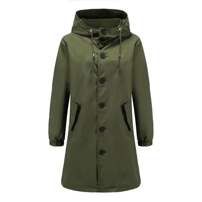 Women’s Rain Jacket – Water-Resistant – Relaxed Fit – Hooded Mid-Length Casual Outerwear