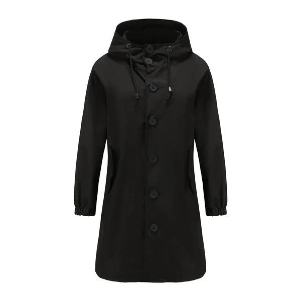 Women’s Rain Jacket – Water-Resistant – Relaxed Fit – Hooded Mid-Length Casual Outerwear