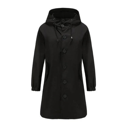 Women’s Rain Jacket – Water-Resistant – Relaxed Fit – Hooded Mid-Length Casual Outerwear