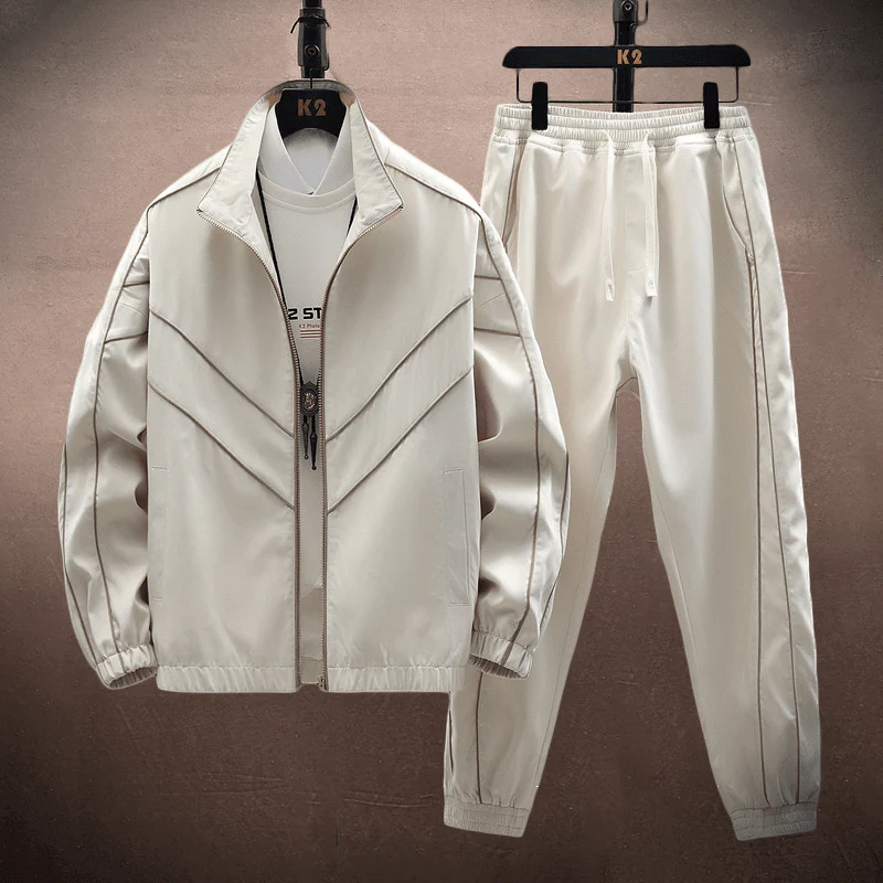Men’s Two-Piece Set – Relaxed Fit Jacket and Tapered Joggers – Smooth Fabric
