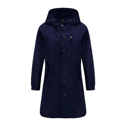 Women’s Rain Jacket – Water-Resistant – Relaxed Fit – Hooded Mid-Length Casual Outerwear