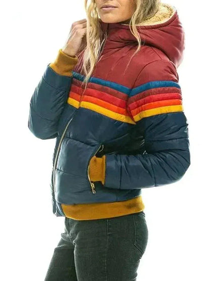 Women's Puffer Jacket - Synthetic - Slim Fit - High Collar - Zip Closure