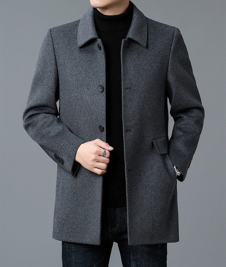 Theodore Regular Fit Car Coat | Collared Button Front Coat