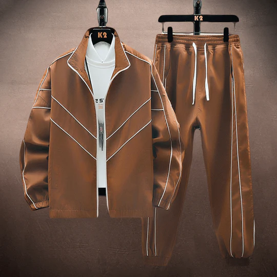 Men’s Two-Piece Set – Relaxed Fit Jacket and Tapered Joggers – Smooth Fabric