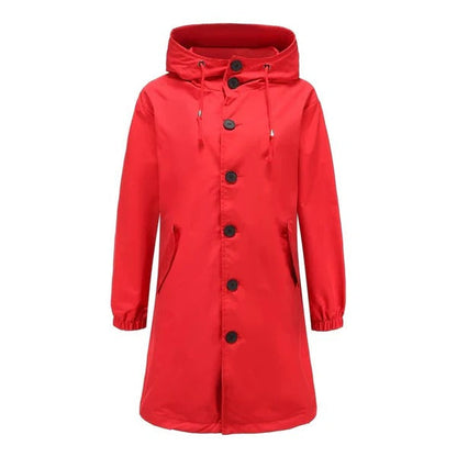 Women’s Rain Jacket – Water-Resistant – Relaxed Fit – Hooded Mid-Length Casual Outerwear