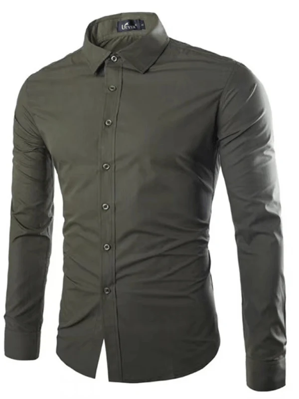 Men’s Dress Shirt – Slim Fit – Breathable Fabric – Button-Up Formal Wear