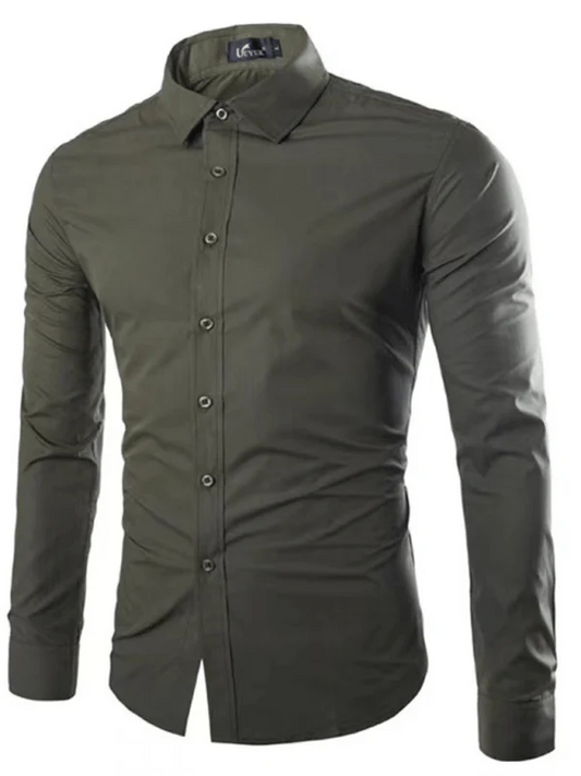 Men’s Dress Shirt – Slim Fit – Breathable Fabric – Button-Up Formal Wear