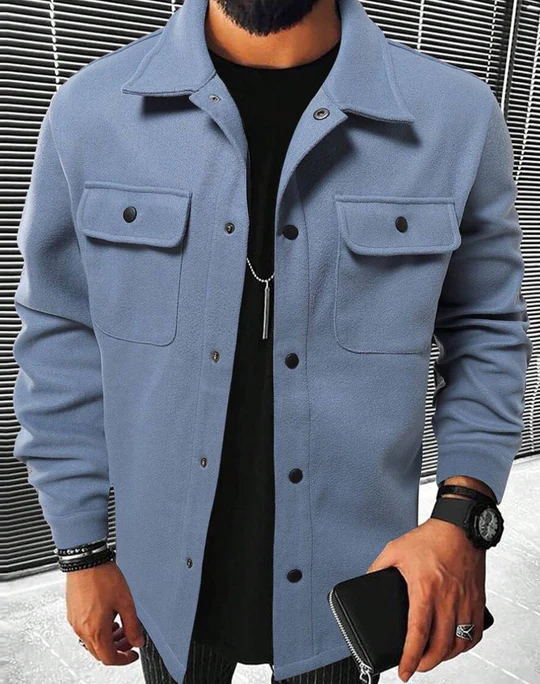Men’s Jacket – Relaxed Fit – Button-Up Front – Chest Pockets – Everyday Casual Wear
