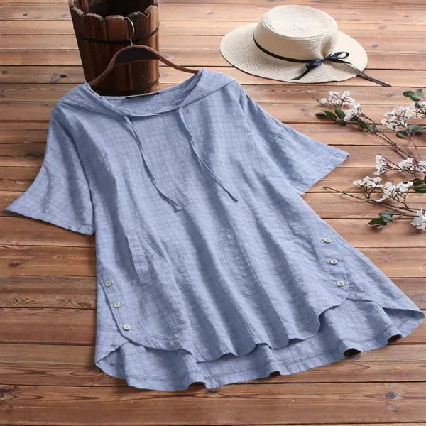 Women’s Tunic Shirt – Relaxed Fit – Plaid Pattern – Hoodie – Rolled Sleeves
