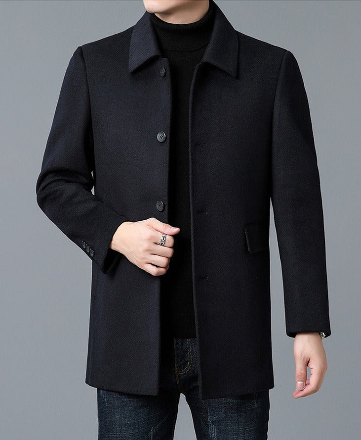 Theodore Regular Fit Car Coat | Collared Button Front Coat