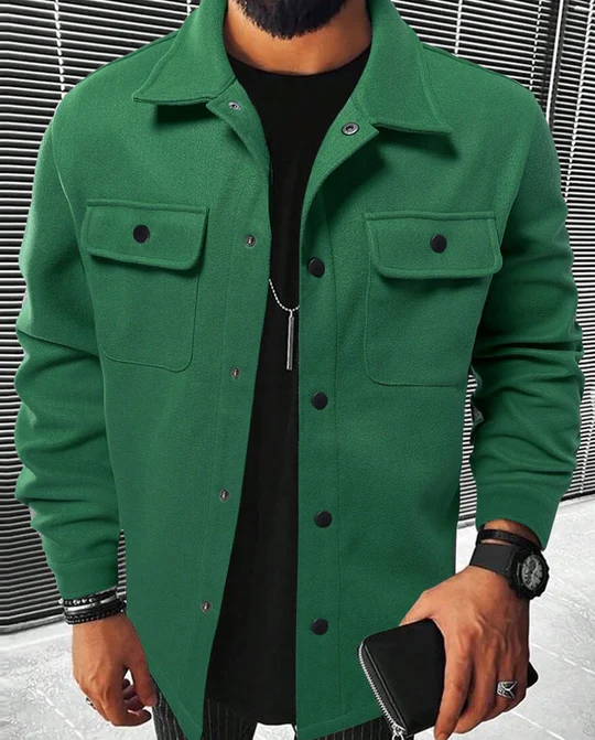 Men’s Jacket – Relaxed Fit – Button-Up Front – Chest Pockets – Everyday Casual Wear