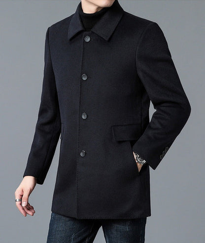 Theodore Regular Fit Car Coat | Collared Button Front Coat