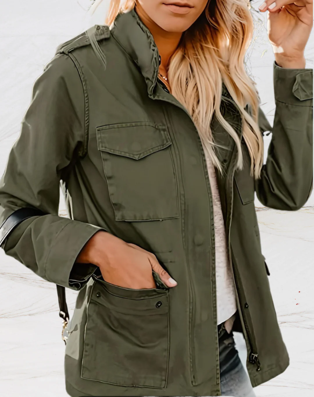 Women’s Utility Jacket – Cotton – Regular Fit – Zip Button Front – Four Pocket