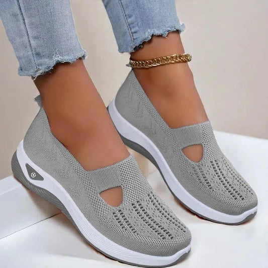 Women’s Slip-On Shoes - Knitted Textile - Orthopedic Support - Non-Slip Sole
