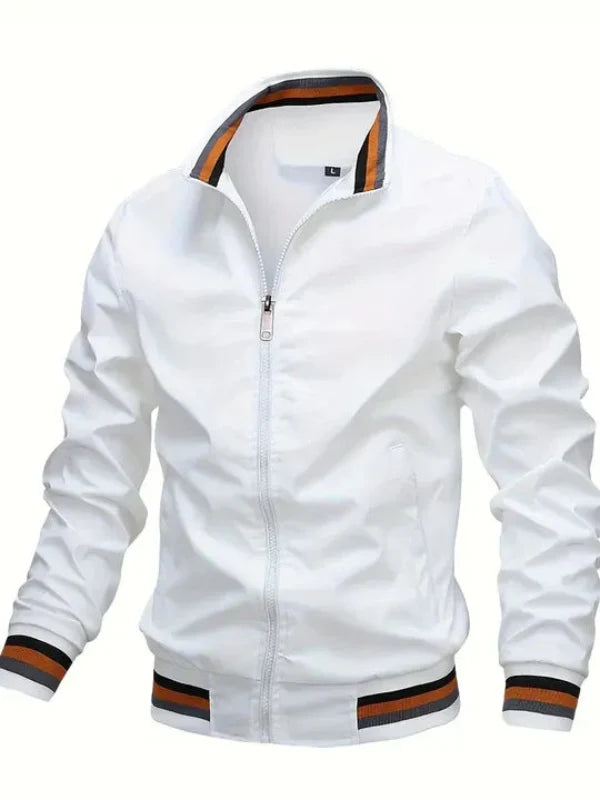 Men’s Jacket – Lightweight Regular Fit – Stand Collar – Ribbed Hem and Cuffs – Zip Front