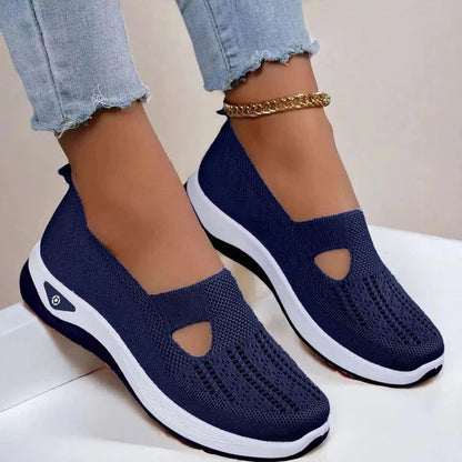 Women’s Slip-On Shoes - Knitted Textile - Orthopedic Support - Non-Slip Sole