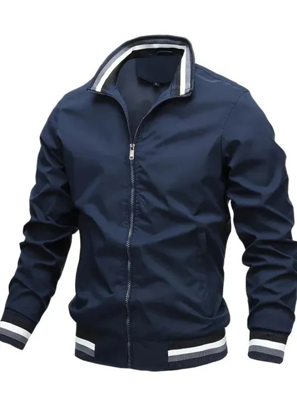 Men’s Jacket – Lightweight Regular Fit – Stand Collar – Ribbed Hem and Cuffs – Zip Front
