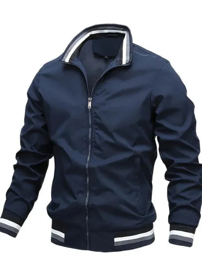 Men’s Jacket – Lightweight Regular Fit – Stand Collar – Ribbed Hem and Cuffs – Zip Front
