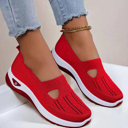 Women’s Slip-On Shoes - Knitted Textile - Orthopedic Support - Non-Slip Sole