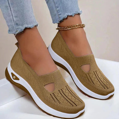 Women’s Slip-On Shoes - Knitted Textile - Orthopedic Support - Non-Slip Sole