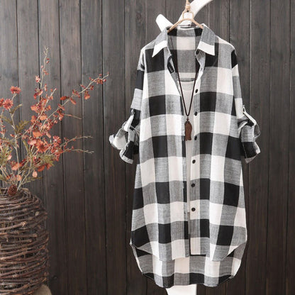 Women’s Shirt Jacket – Oversized Fit – Cotton – Button Down Knee Length – Casual Layer
