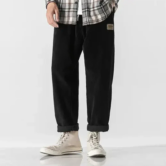 Men’s Corduroy Pants – Oversized Fit – Ribbed Texture – Casual Full Length Style