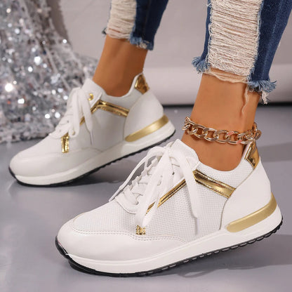 Women’s Sneakers – Breathable Mesh Upper – Supportive Fit – Sleek Lace-Up Design