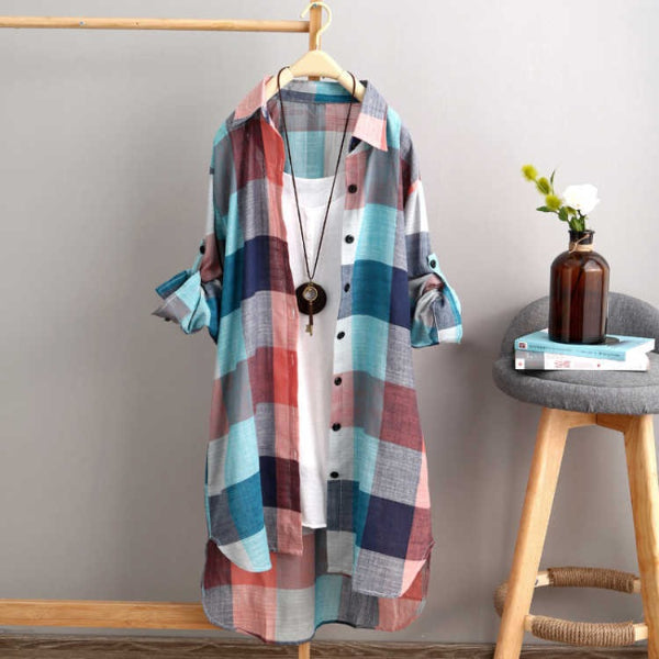 Women’s Shirt Jacket – Oversized Fit – Cotton – Button Down Knee Length – Casual Layer