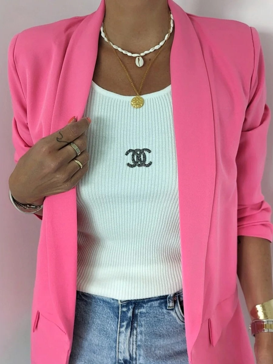 Women’s Blazer – Relaxed Fit – Open Front – Lightweight Cotton – Hip Length