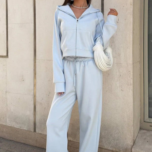 Women’s Cropped Hoodie – Cotton – Relaxed Fit – Zip Front – Adjustable Hood – Ribbed Cuffs