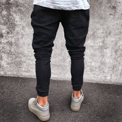 Men’s Jogging Pants – Slim Fit – Elastic Waistband – Ribbed Knees – Cuffed Ankles
