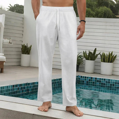 Men’s Pants - Full-Length - Relaxed Fit - Cotton - Elastic Waistband Drawstring - Pockets